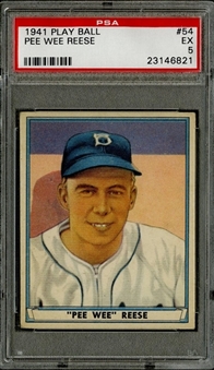 1941 Play Ball #54 Pee Wee Reese Rookie Card - PSA EX 5